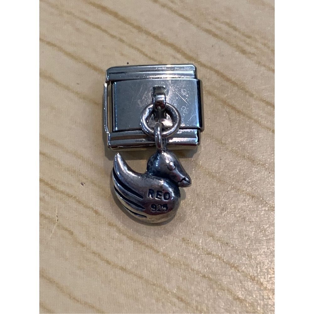 .925 Duck Dangling on Italian Stainless Steel Charm #vintage #duck